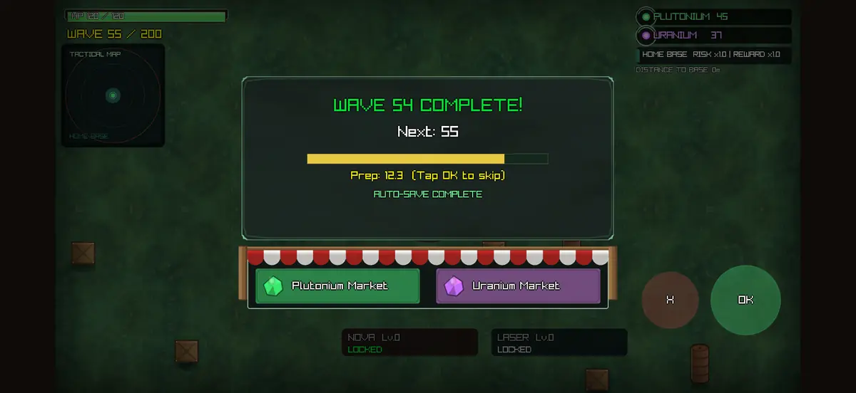 Survive Chernobyl: wave complete screen with the market buttons